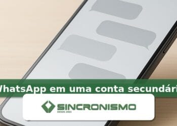 Imagem de destaque sobre WhatsApp em uma conta secundária com marca da Sincronismo
